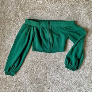 SHEIN Green Off-Shoulder elegant crop top long sleeve blouse - size small